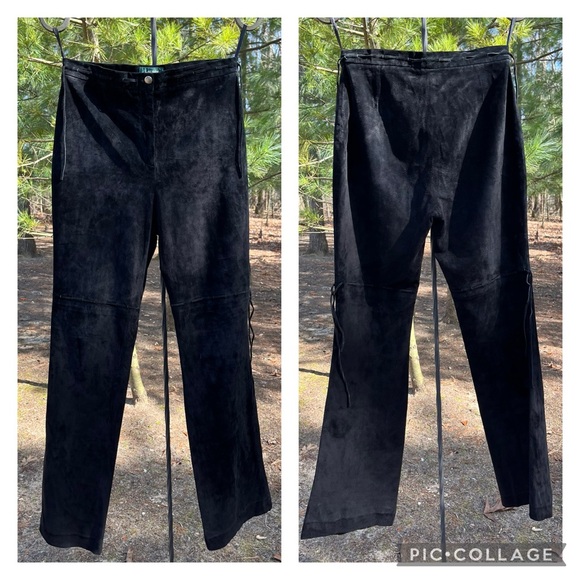 90s Lauren Ralph Lauren Leather Suede Lace-Up Pants - Picture 3 of 15